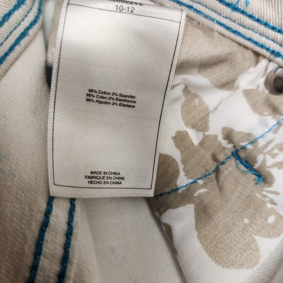 Roxy Grey Blue Anchor Jean Shorts Size 0 /24 Low Rise Raw Hem y2k - Picture 5 of 8